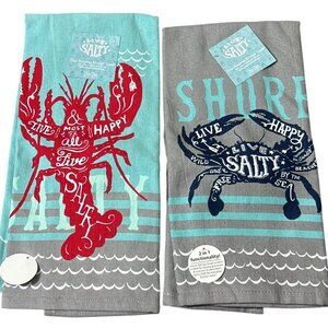 Kay Dee Kitchen Towel Set Live Salty Lobster & Crab Nautical Kitchen Theme